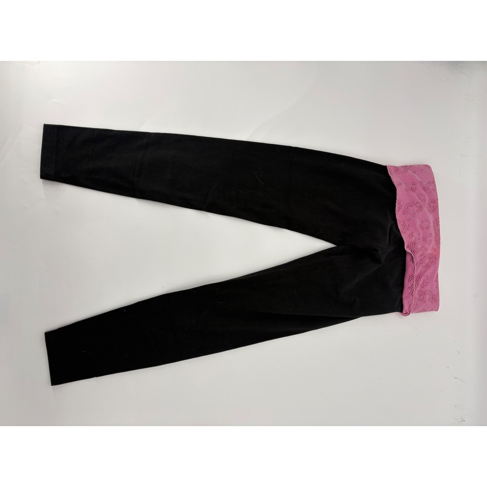 y2K Victoria's Secret PINK Yoga Leggings Pink Rhinestone Leopard Foldover XS - Picture 3 of 7